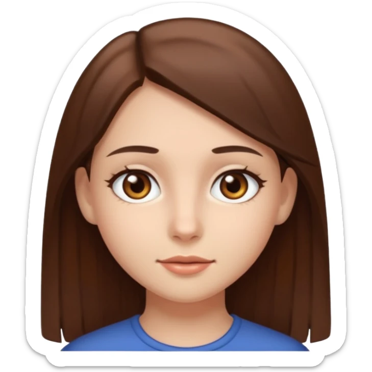 A girl with fair skin, brown eyes, and straight brown hair sticker