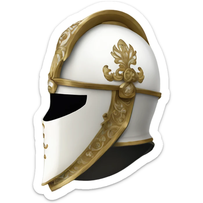 ornate french full-face armet helmet intricate white inlays sticker