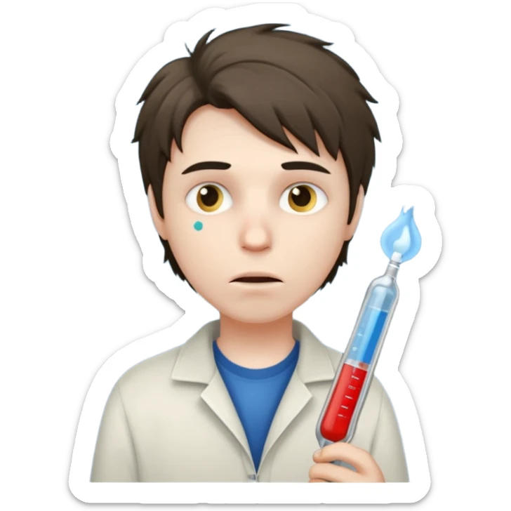 persona enferma con un termometro en la boca  pero que no tenga ropa de enferma  sticker