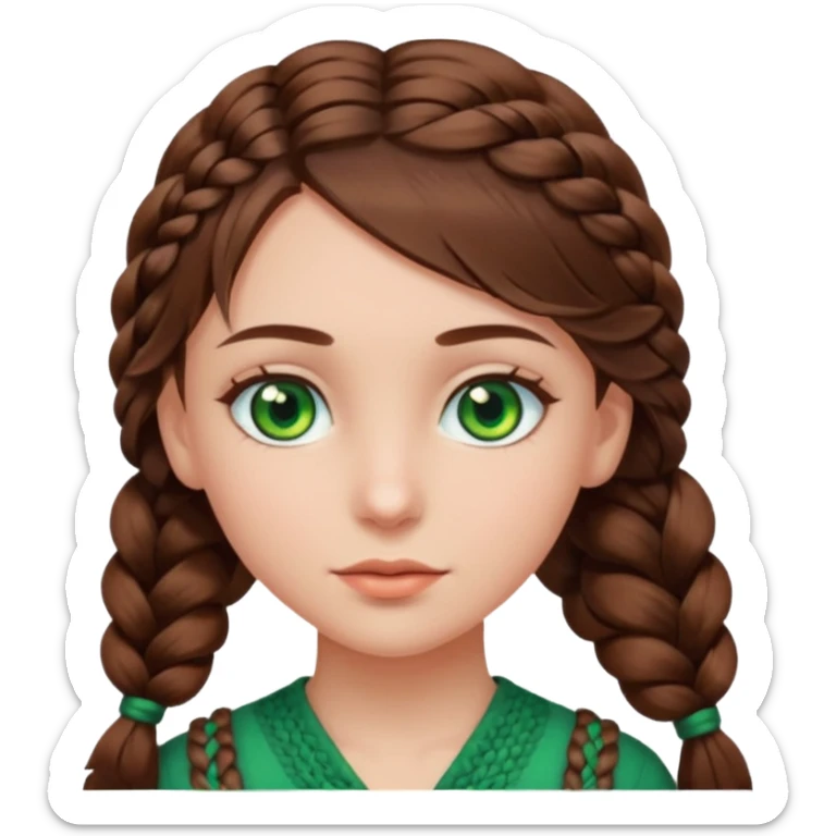 D’une fille au yeux vert avec les cheveux marron mode tresse collée et voilà  sticker