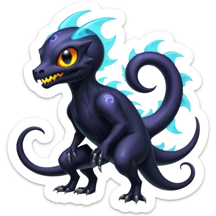 Shiny Futuristic Spooky Spectral Gastly Duskull-Salandit-Umbreon-Fakémon-hybrid-creature (full body)  sticker