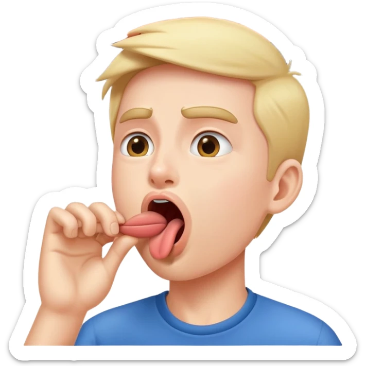 person practicing facial exercise mewing with tongue against roof of mouth sticker