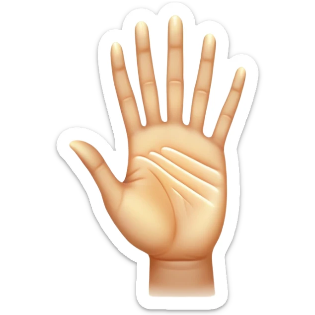  -- ethereal glowing hand palm lines-- 5 fingers reading palm - the act of palm reading practice 
 sticker