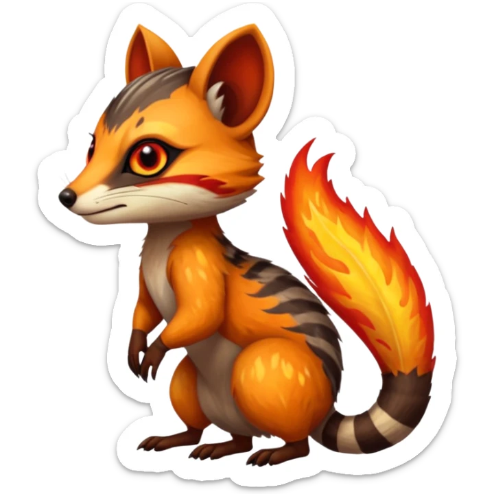 Fiery Wicked Cool Hot Edgy Badass Numbat-Trico-Civet-Vernid-fusion-hybrid-creature sticker