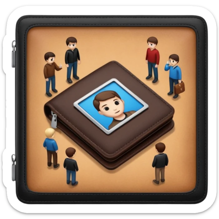 Billetera encontrada en el piso con personas al rededor personas blancas sticker