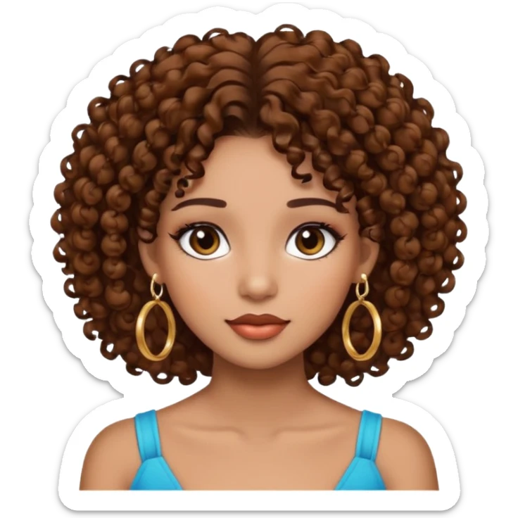 One, Puerto Rican, fair skin brown hair it has to be straight with earrings and makeup. I would like the earrings to be hoop and my best friend by my side is caramel skin color with curly black hair. sticker
