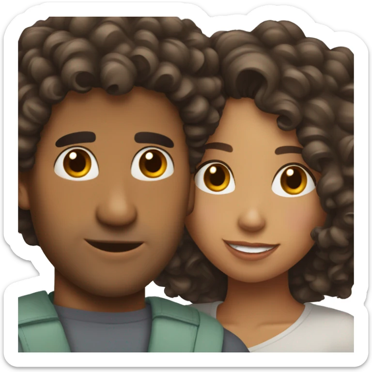 Hispanic guy in love with hispanic girl with curly hair sticker