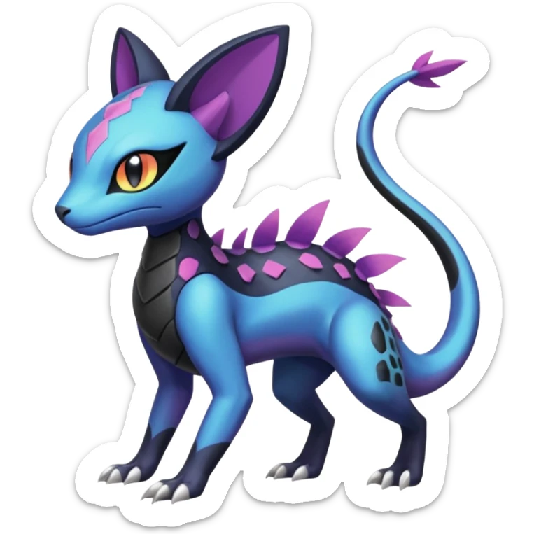 Meloetta-Purrloin-Salandit-Nargacuga-Pokémon-Fakémon-fusion-hybrid-creature sticker