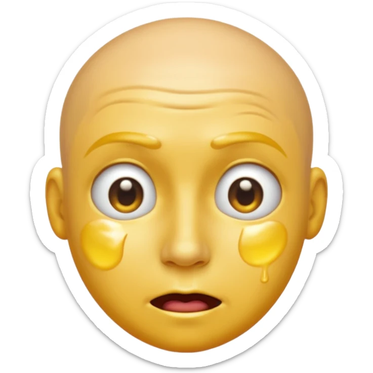 I want the emoji to be dizzy and sweaty and sweaty and transparent with yellow skin color and bald like all emoji’s  sticker