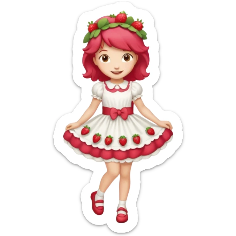 Strawberry shortcake human girl full body and legs with a strawberry barrette on her hair without a cake sticker