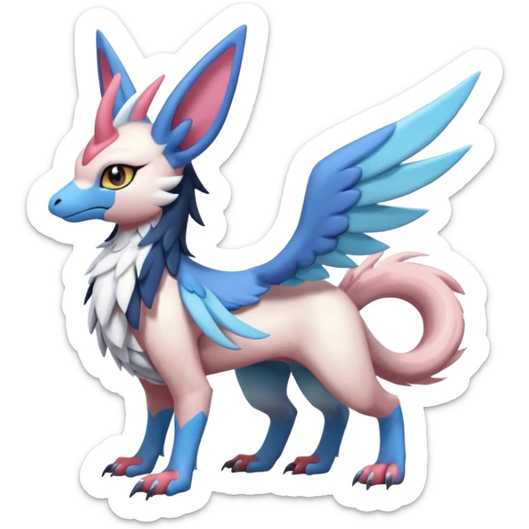 Chimera-Latios-Nargacuga-Sylveon-Silvally-Gryphon-fusion-hybrid-animal-creature  with long ears  sticker