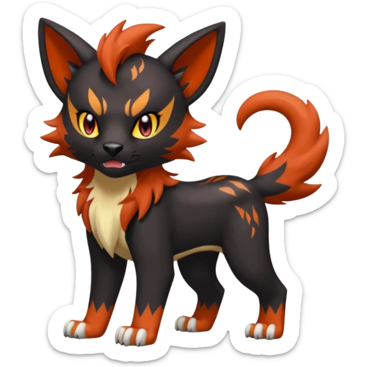 Feisty Spicy Fiery Angry Growling Sour Creamy Evil Liepard-Houndour-Sprigatito-Litten-Pokémon-fusion-creature (full body) sticker