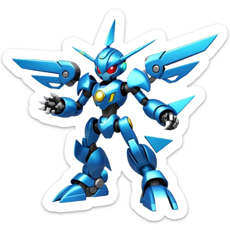 Shiny Futuristic Cool Edgy Fakemon-Pokemon-Digimon-Spectrobes-Medabot-fusion, full body sticker
