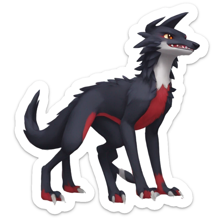 Anthro Cute cool black red nargacuga sergal animal hybrid Fakemon full body sticker