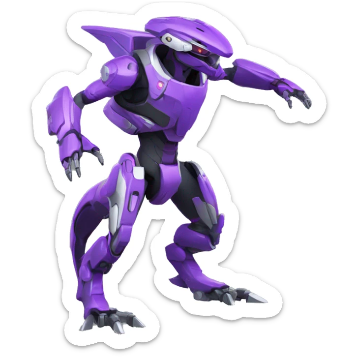 a XLR8-Genesect-Raptor-Fakémon—hybrid with a futuristic visor-helmet full body sticker