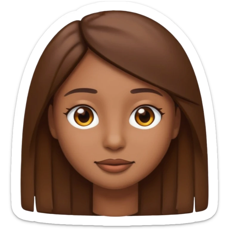 Create a emoji version of me with brown skin color, brown eyes and brown straight hair  sticker
