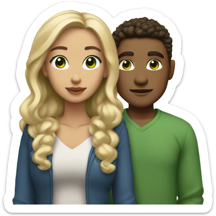 Lightskin man green eyes and blonde woman blue eyes couple sticker