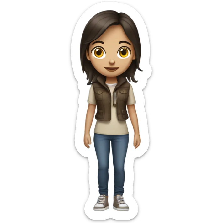 full body brunette girl sticker