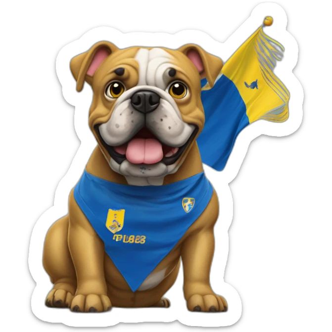 Bull dog Frances negro con bandera Ud las Palmas football sticker