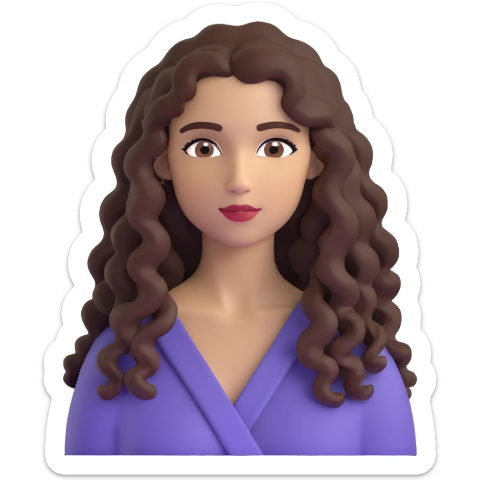 attractive Greek woman with long curly dark brown hair and light skin sticker