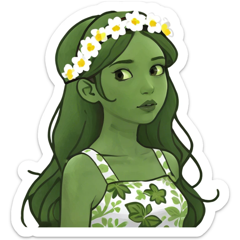 Beautiful girl with long brown hair with  lips white skin  sticker