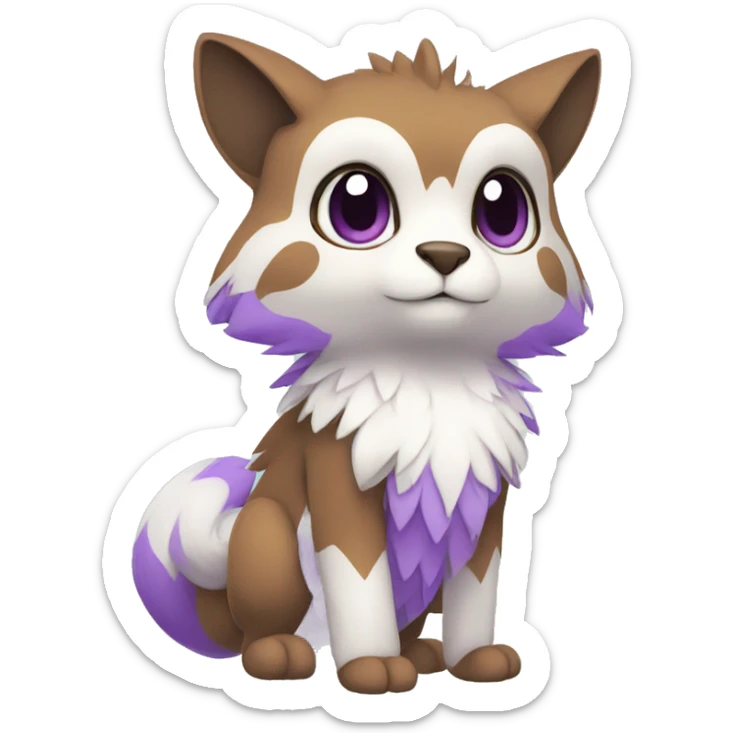 Cute cool brown white purple animal hybrid Fakemon full body sticker