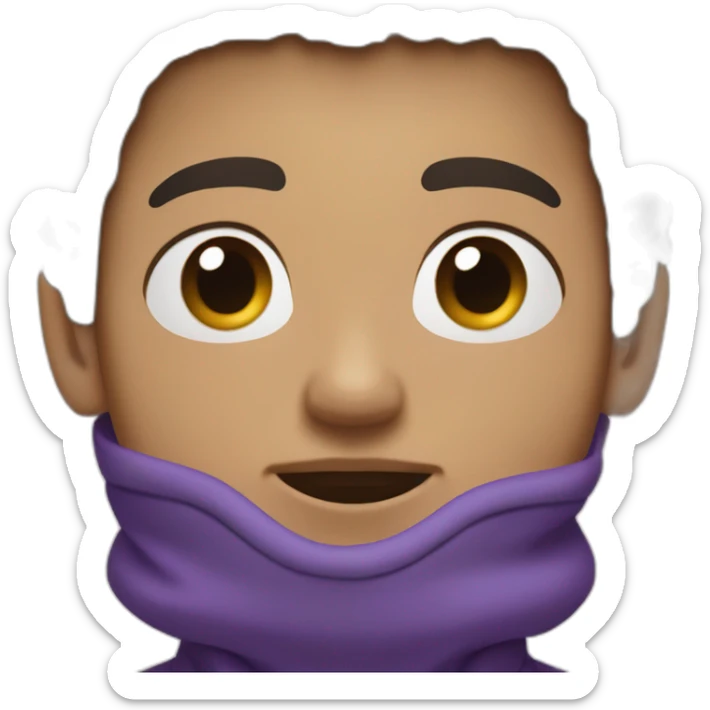 light skin tone guy with a purple hoodie and a big black afro and brown eyes sticker