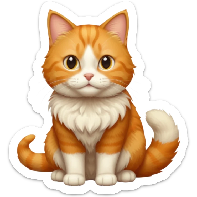 Make me a orange tabby cat with a white chin and a bit of white on the end of his tail sticker