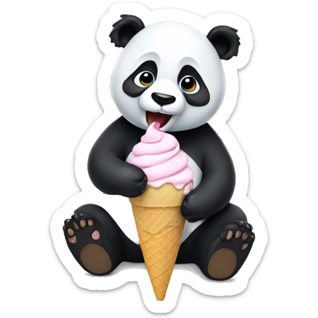 Panda eating ice cream sticker