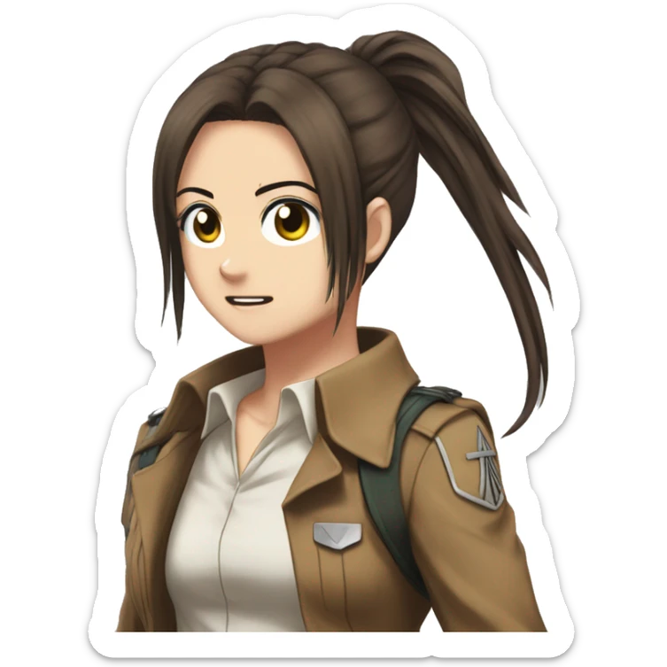 Sasha Braus brown hair hair in a ponytail anime attack on titan sticker