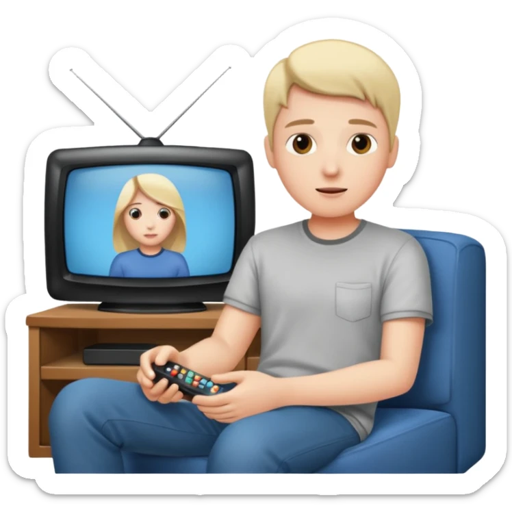 person watching a movie on the TV in their living room sticker