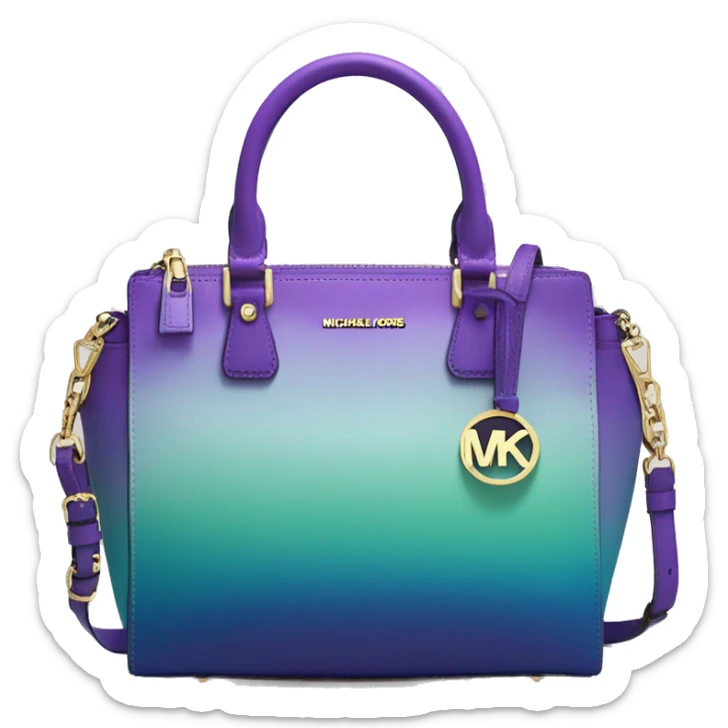 Realistic purple blue green ombre Michael kors satchel purse.  sticker