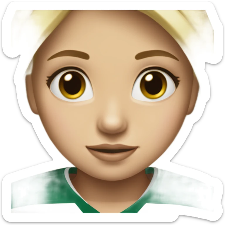 Blonde girl wearing NHL team Dallas Stars hockey jersey sticker