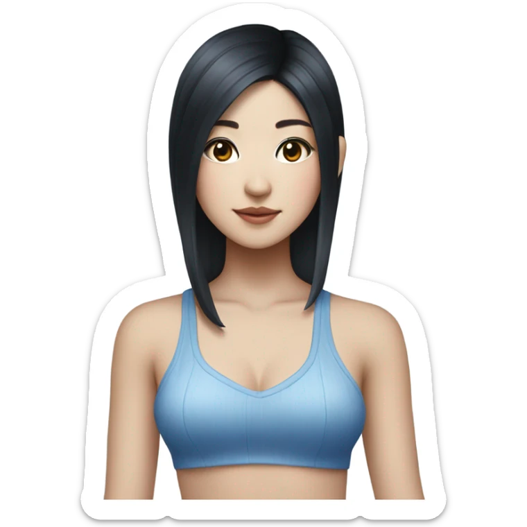 A South Korean girl with black hair and blue highlights and Shakira croc top  sticker