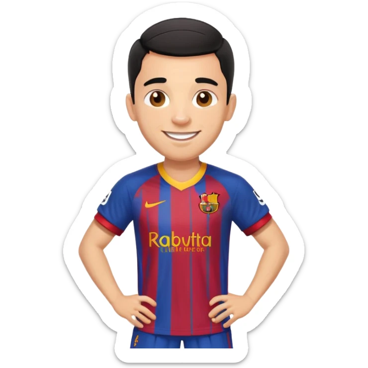 Raphinha Barcelona football player wearing Barcelona kit short hair smiling energetic pose sticker