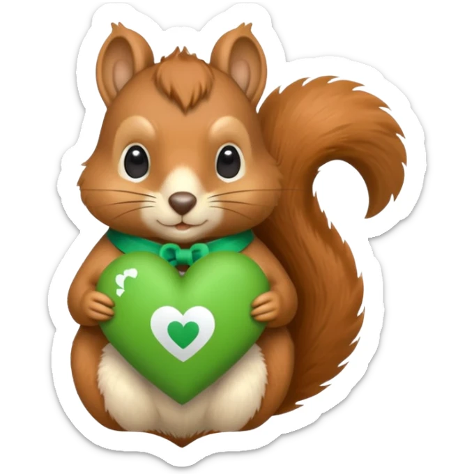 Squirrel in a heart with a green mental Health Awearness ribbon sticker