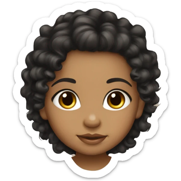 baby girl long black curly hair olive skin tone sticker