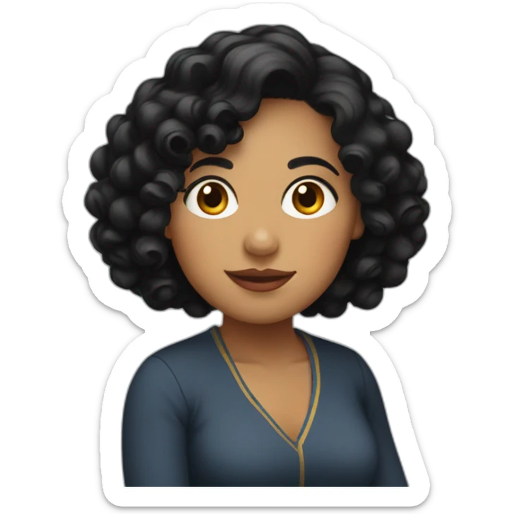Colombian woman of 30's with short curly black hair sticker