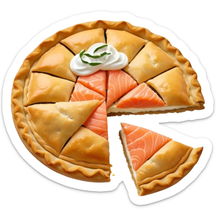 Karelian pasty with cream on top finnish with cream on top and salmon and lemon sticker