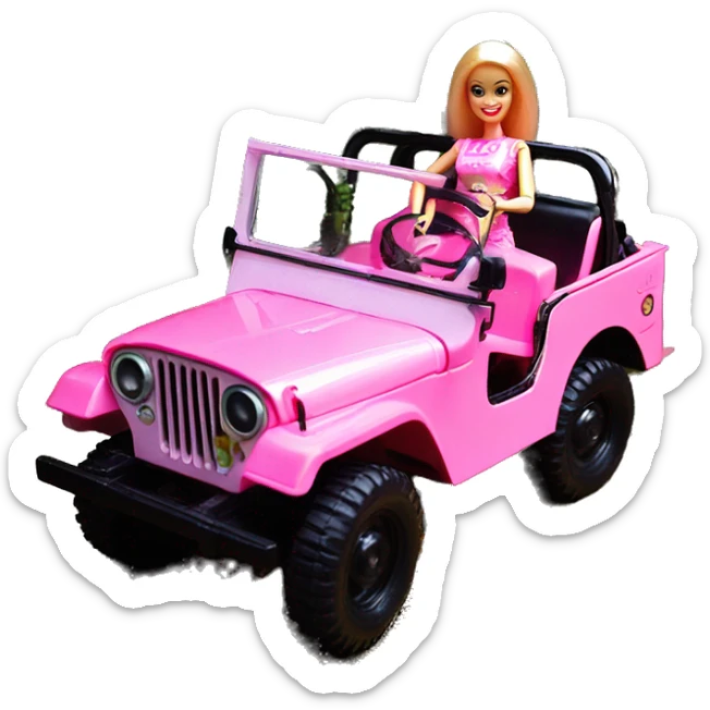 jungle tour Barbie 1973 Willy’s pearly pink cj  jeep with installed winch  sticker