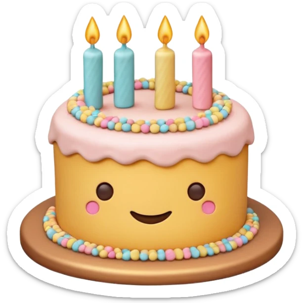 brandcake emoji in Airbnb style, stylized cake shape with Airbnb 'Bélo' symbol as cake topper, soft rounded edges, warm inviting color scheme sticker