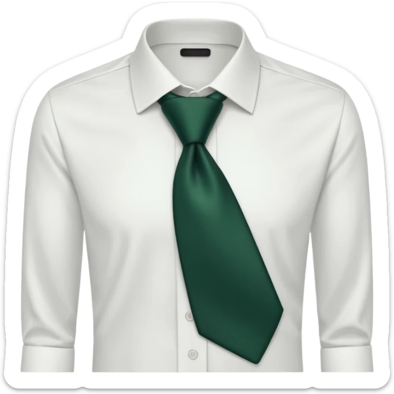 men's dark green tie on white shirt, minimalism, no emojis or faces, iOS emoji style sticker