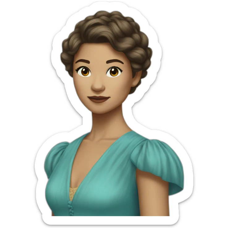Zendaya as a woman from 19th century,short hair, cyan gown sticker