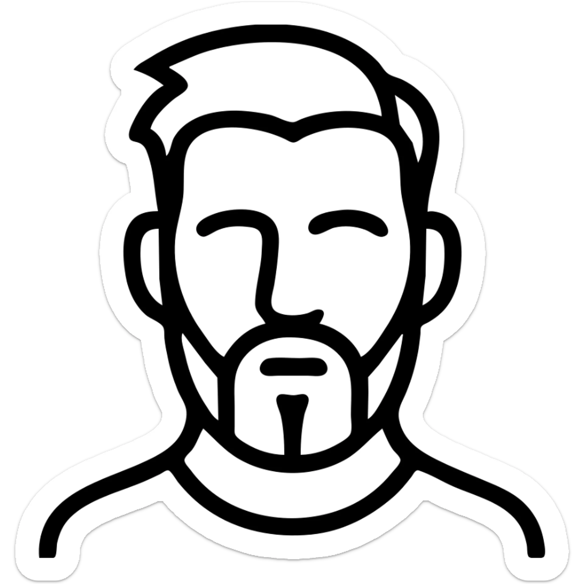 lionel messi icon focusing on signature beard and hairstyle, outlined style sticker