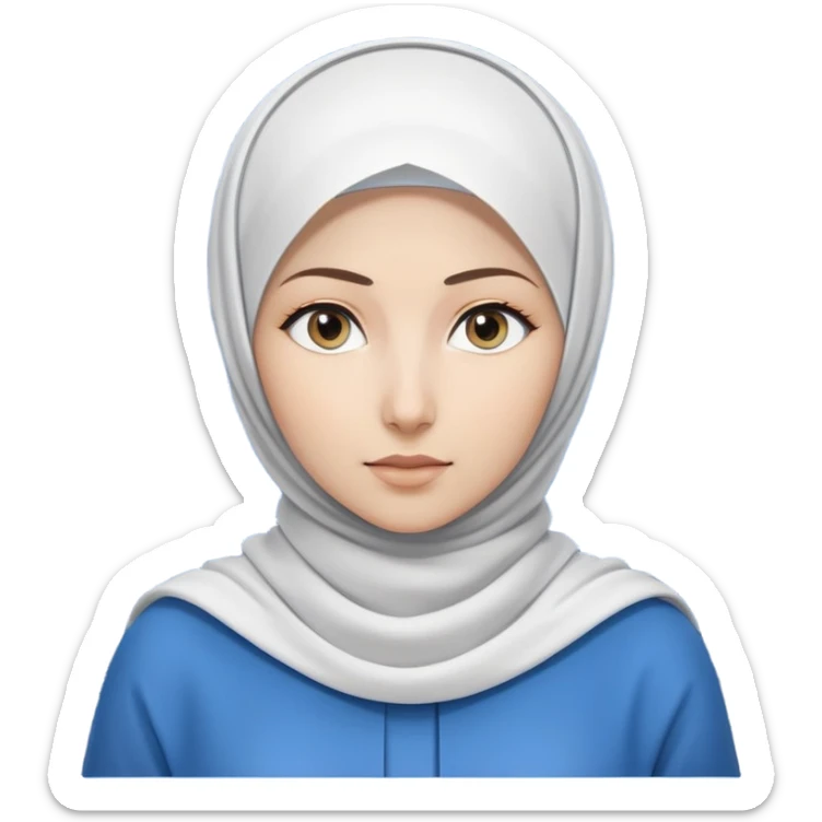woman with white hijab wearing blue outfit, looking straight ahead, surrounded by code snippets, algorithms, data structures, programming languages, command terminals, software architecture diagrams, computer science formulas, and futuristic tech interfaces sticker