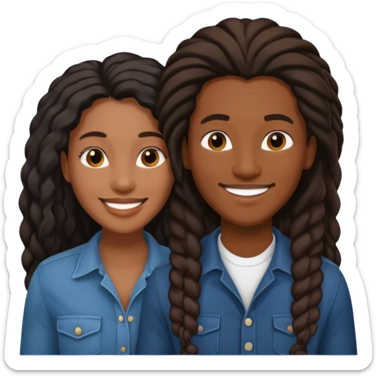 Black lesbian couple with one masculine and one feminine with long hair  sticker