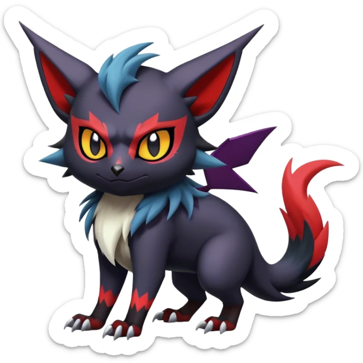 Edgy Cute Cool Kawaii Litten-Noivern-Zoroark-Noibat-Absol-Pokémon Full Body  sticker