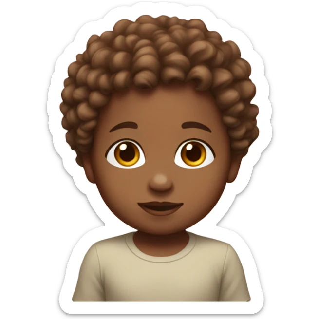 Baby toddler standing mix skin color brown curly hair  sticker