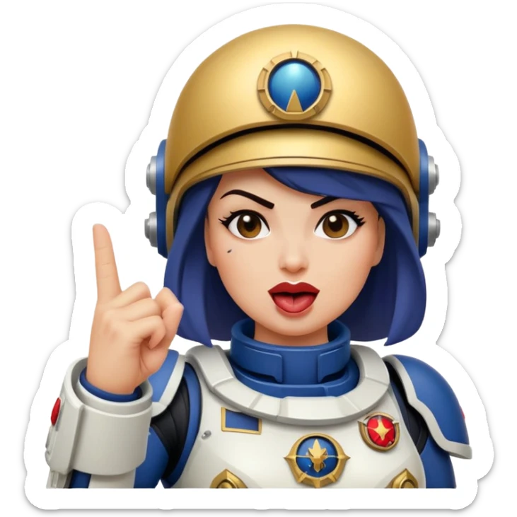 woman space marine middle finger and face with tongue out wink eye sticker