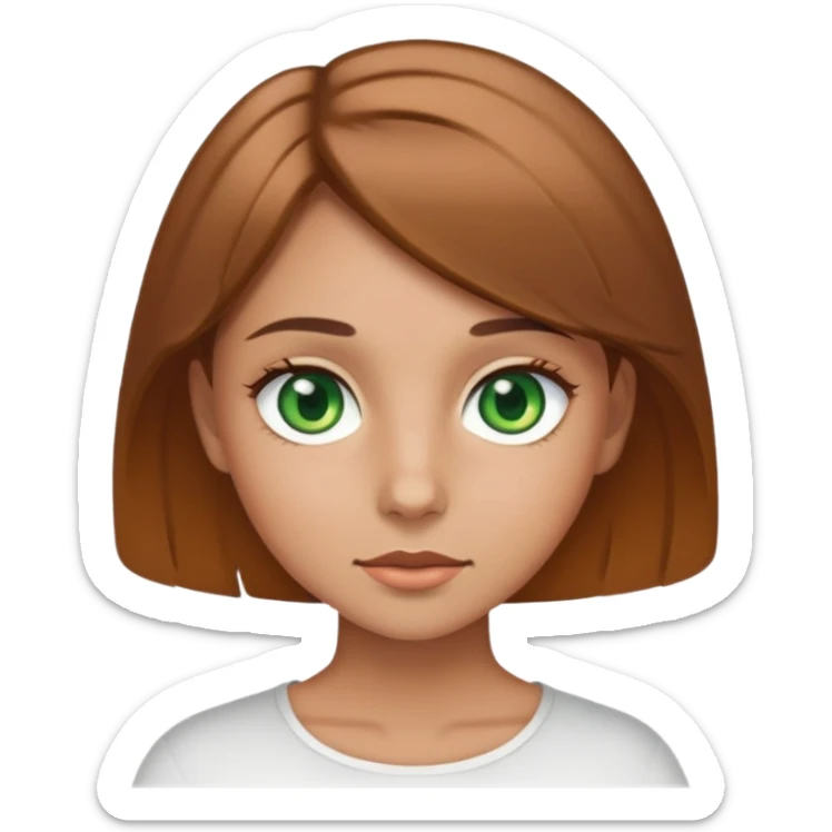 Girl with short light brown hair with green eyes and tan skin sticker